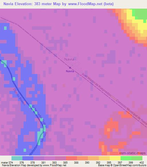 Navia,Argentina Elevation Map