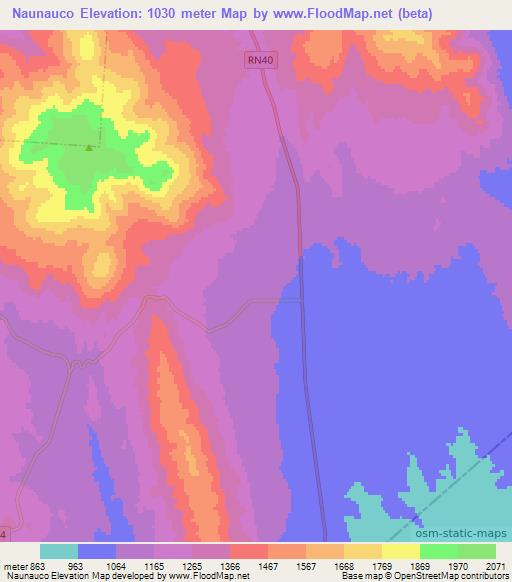 Naunauco,Argentina Elevation Map