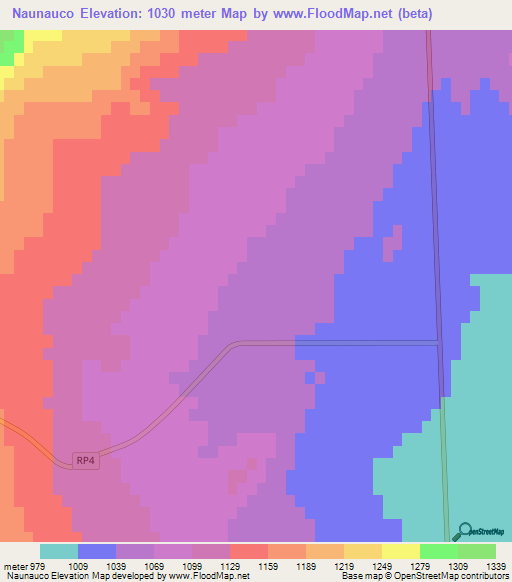 Naunauco,Argentina Elevation Map