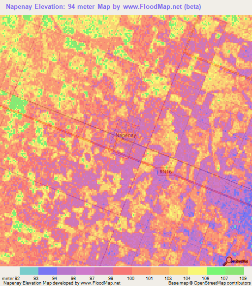 Napenay,Argentina Elevation Map