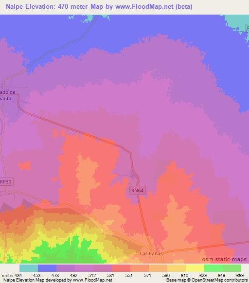 Naipe,Argentina Elevation Map