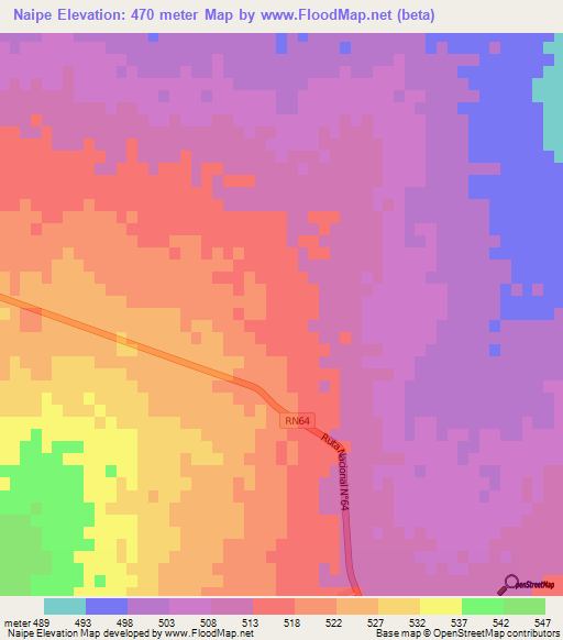 Naipe,Argentina Elevation Map