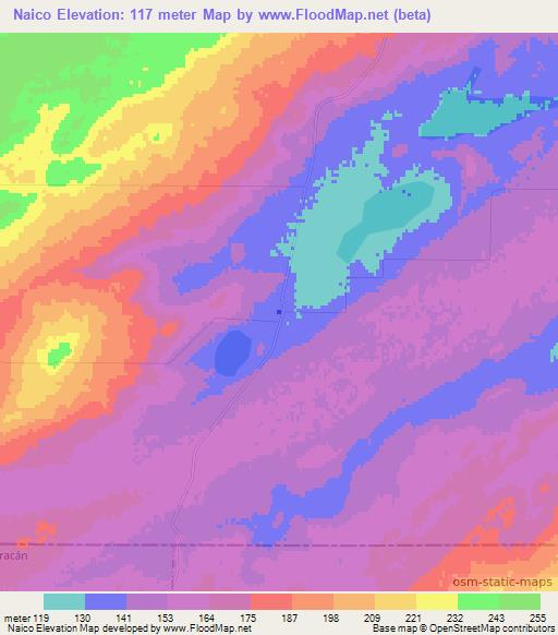 Naico,Argentina Elevation Map
