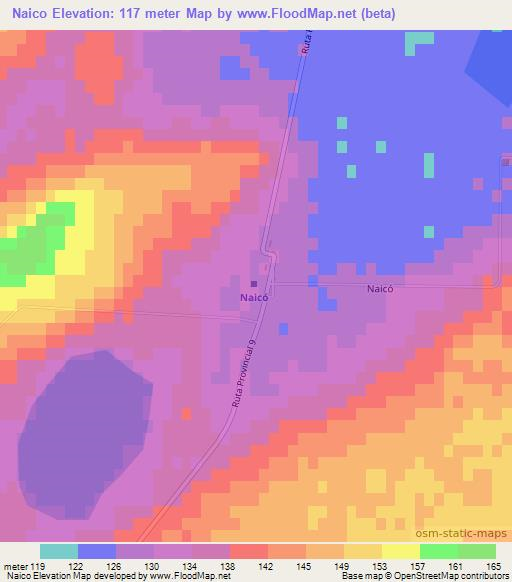 Naico,Argentina Elevation Map
