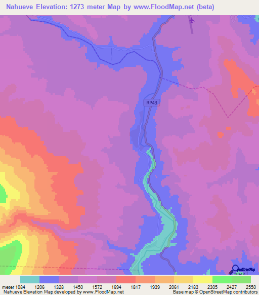 Nahueve,Argentina Elevation Map