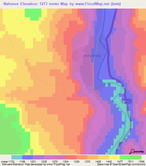 Nahueve,Argentina Elevation Map