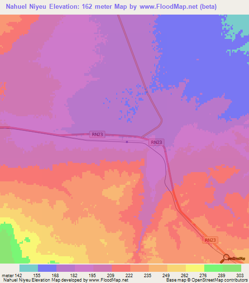 Nahuel Niyeu,Argentina Elevation Map