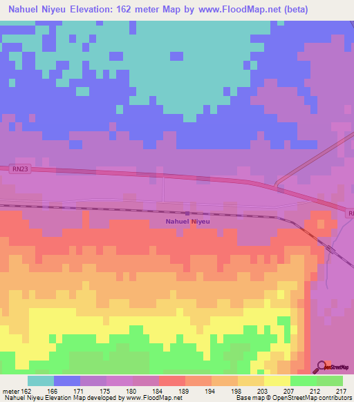 Nahuel Niyeu,Argentina Elevation Map