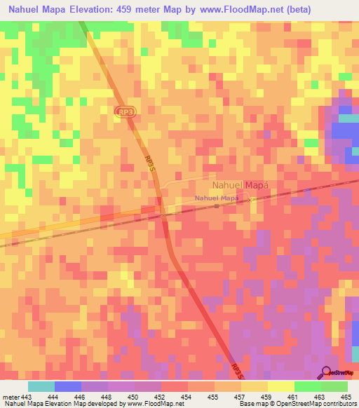 Nahuel Mapa,Argentina Elevation Map