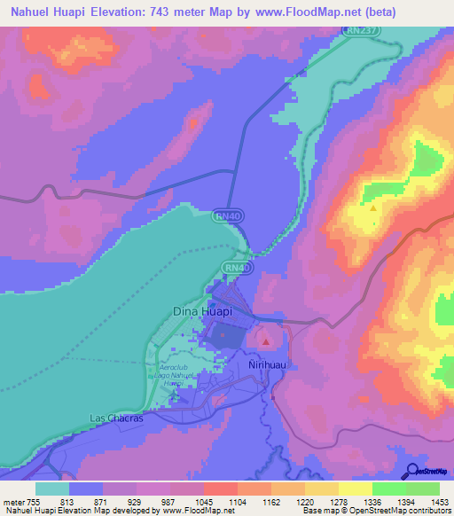 Nahuel Huapi,Argentina Elevation Map
