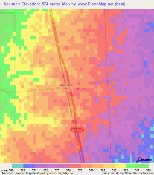 Nacunan,Argentina Elevation Map