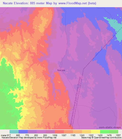 Nacate,Argentina Elevation Map