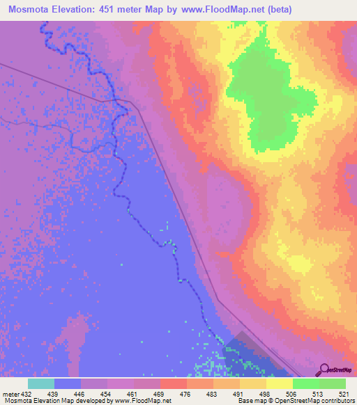 Mosmota,Argentina Elevation Map