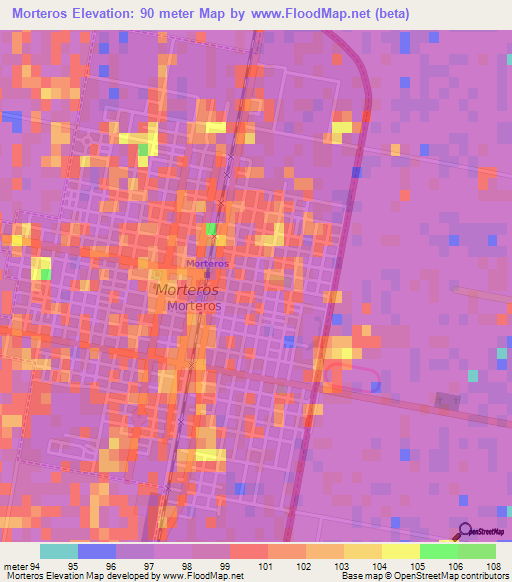 Morteros,Argentina Elevation Map
