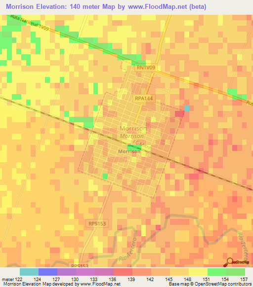 Morrison,Argentina Elevation Map