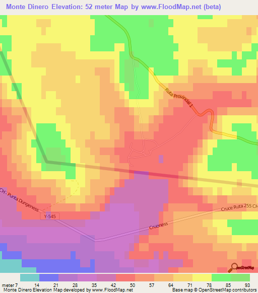 Monte Dinero,Argentina Elevation Map