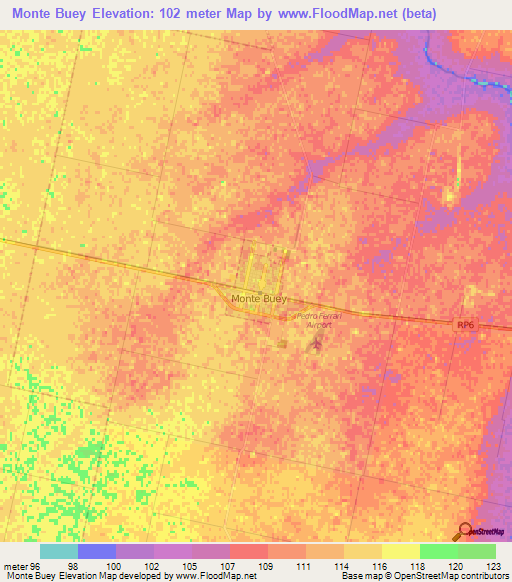 Monte Buey,Argentina Elevation Map