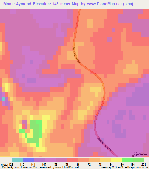 Monte Aymond,Argentina Elevation Map