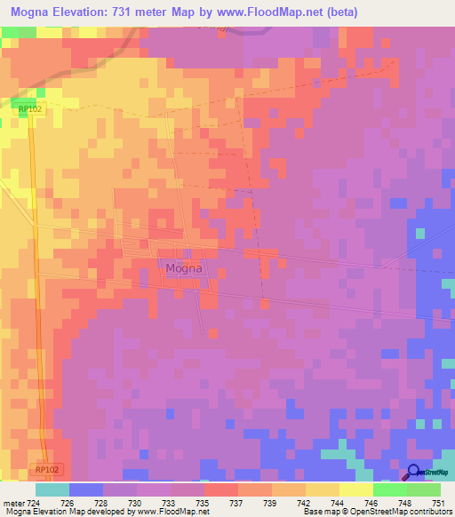 Mogna,Argentina Elevation Map
