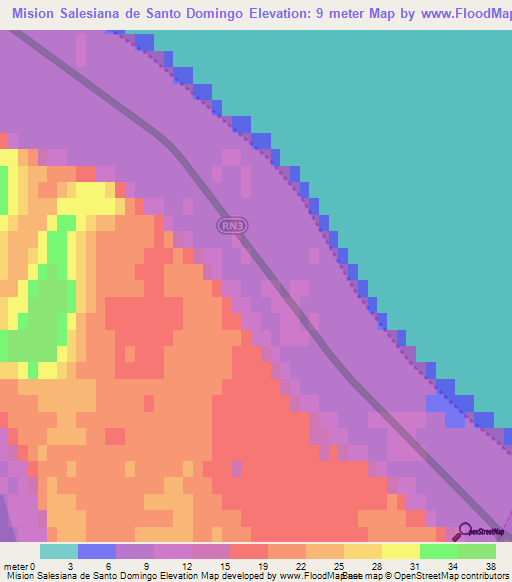 Mision Salesiana de Santo Domingo,Argentina Elevation Map
