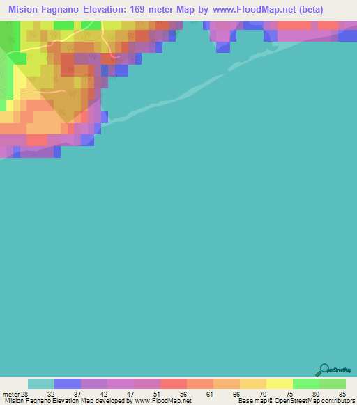 Mision Fagnano,Argentina Elevation Map