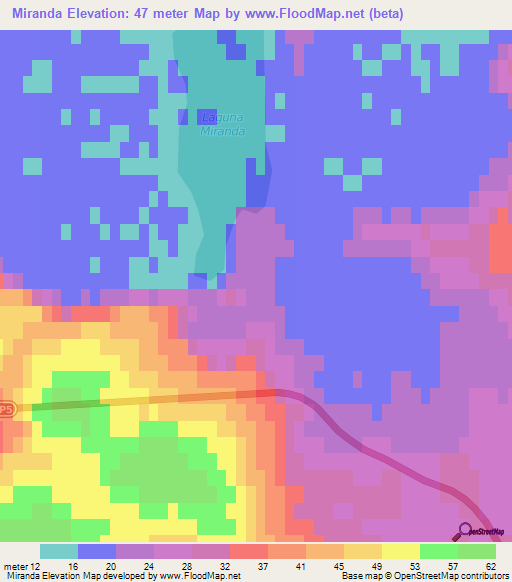 Miranda,Argentina Elevation Map