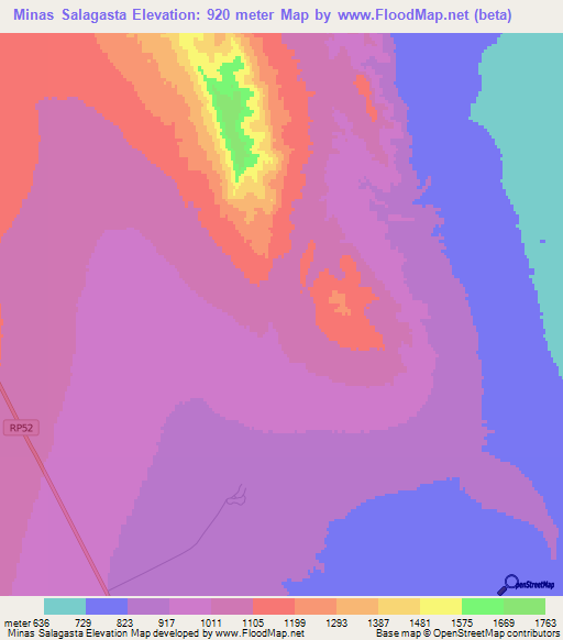 Minas Salagasta,Argentina Elevation Map