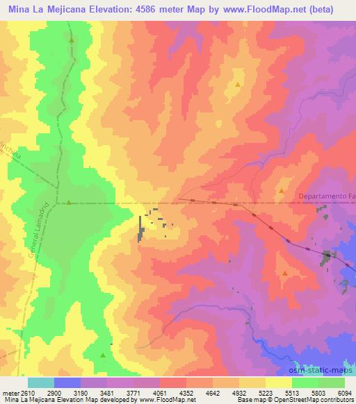 Mina La Mejicana,Argentina Elevation Map