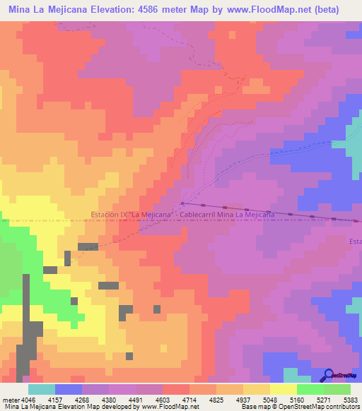 Mina La Mejicana,Argentina Elevation Map