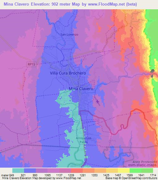 Mina Clavero,Argentina Elevation Map