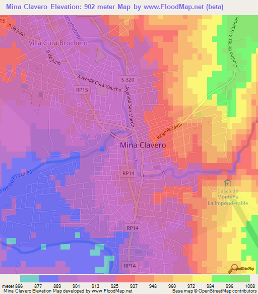 Mina Clavero,Argentina Elevation Map