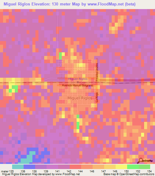 Miguel Riglos,Argentina Elevation Map
