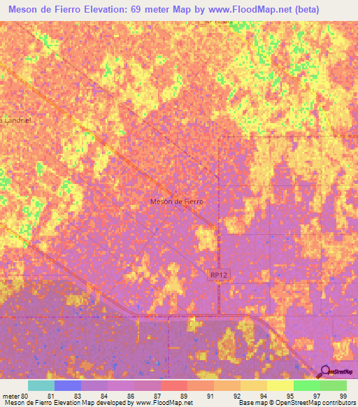 Meson de Fierro,Argentina Elevation Map