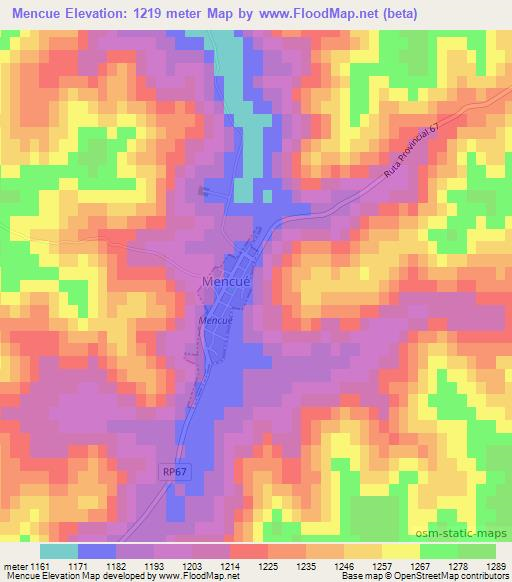 Mencue,Argentina Elevation Map