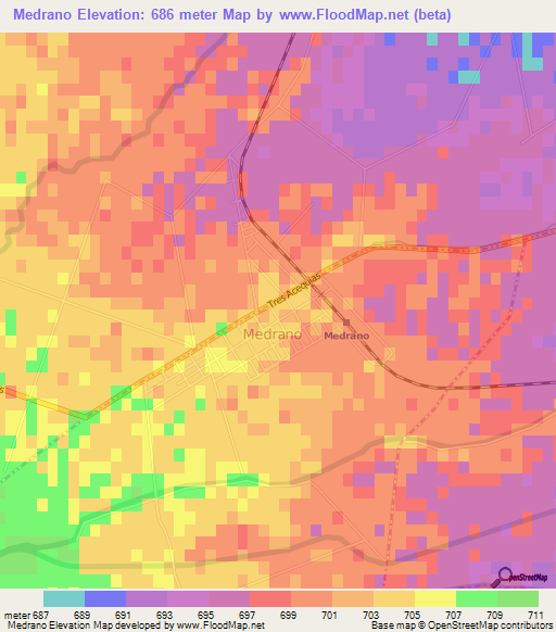Medrano,Argentina Elevation Map