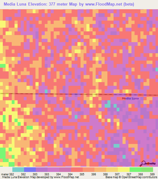 Media Luna,Argentina Elevation Map