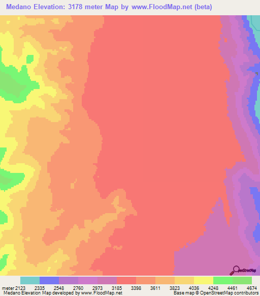Medano,Argentina Elevation Map