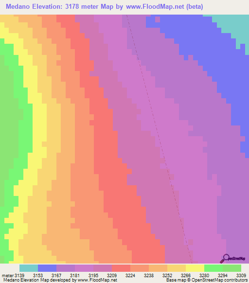Medano,Argentina Elevation Map