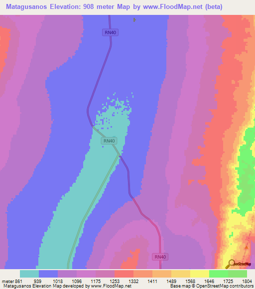 Matagusanos,Argentina Elevation Map