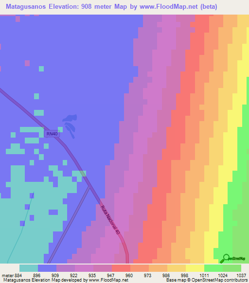 Matagusanos,Argentina Elevation Map
