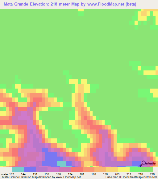 Mata Grande,Argentina Elevation Map