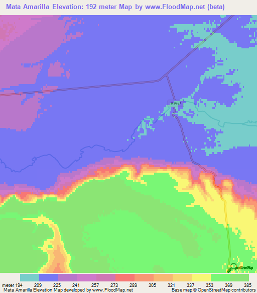 Mata Amarilla,Argentina Elevation Map