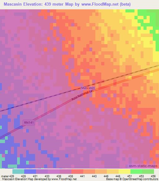 Mascasin,Argentina Elevation Map