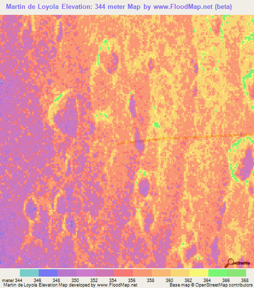 Martin de Loyola,Argentina Elevation Map