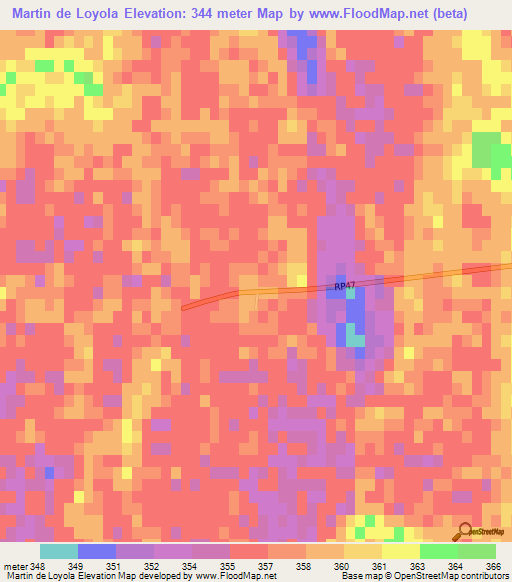 Martin de Loyola,Argentina Elevation Map