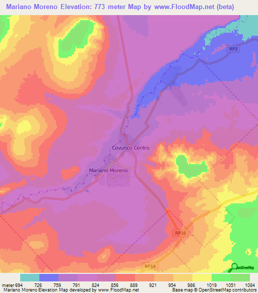 Mariano Moreno,Argentina Elevation Map