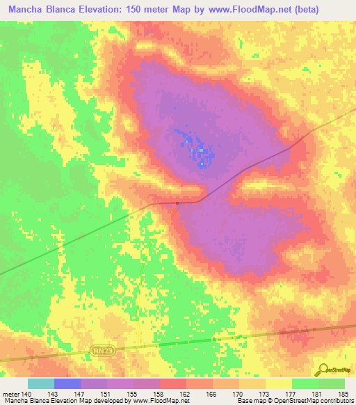 Mancha Blanca,Argentina Elevation Map