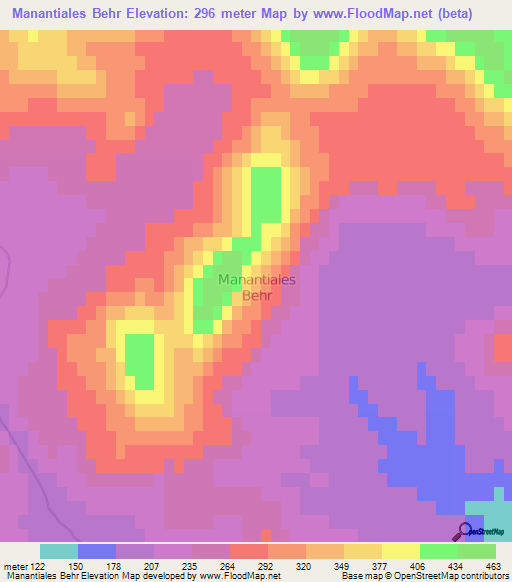 Manantiales Behr,Argentina Elevation Map