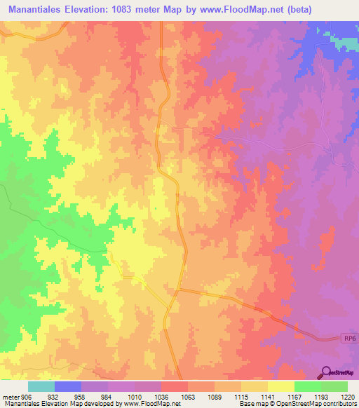 Manantiales,Argentina Elevation Map