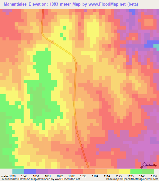Manantiales,Argentina Elevation Map